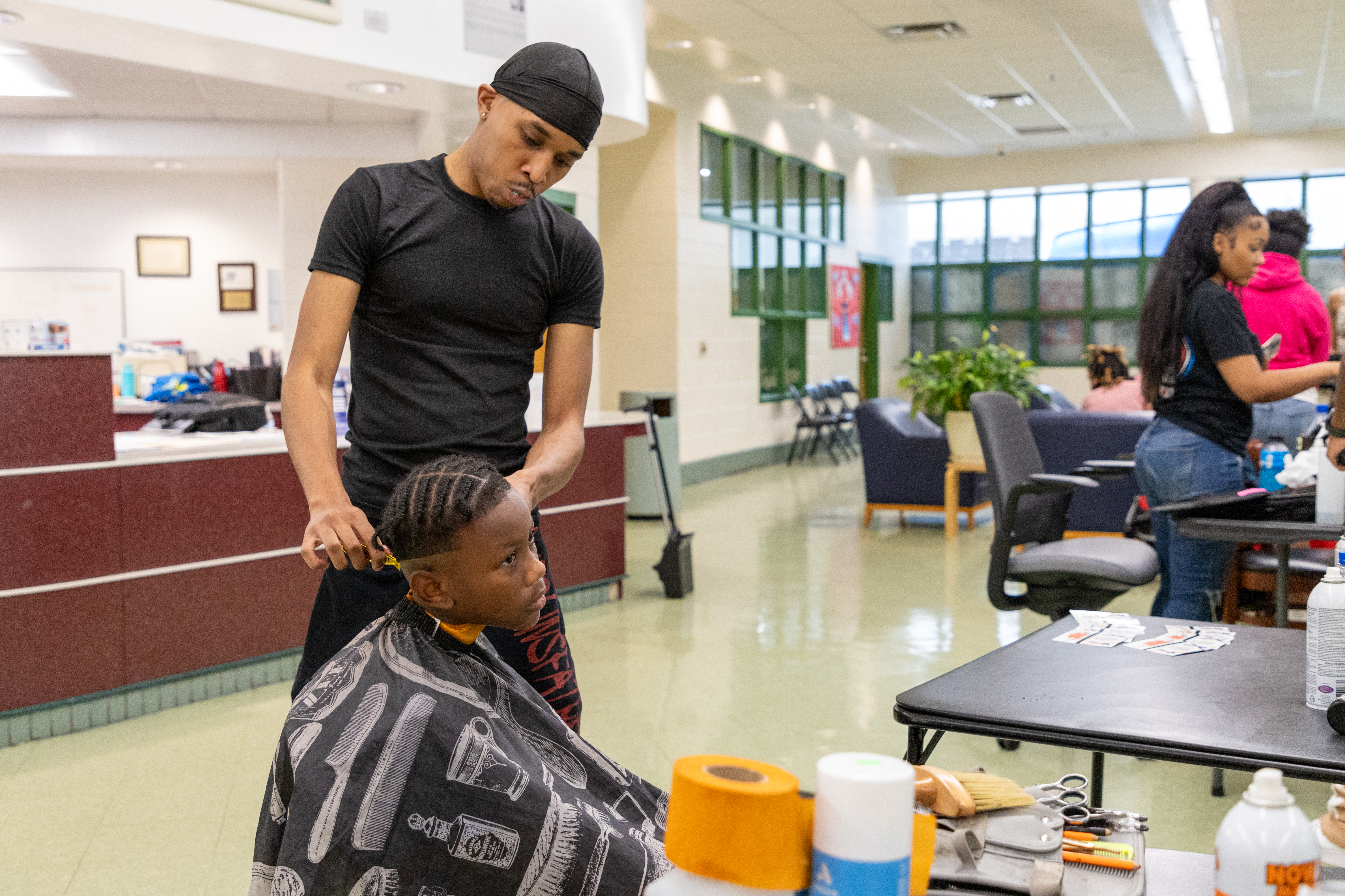 Kirk the barber cutting hair